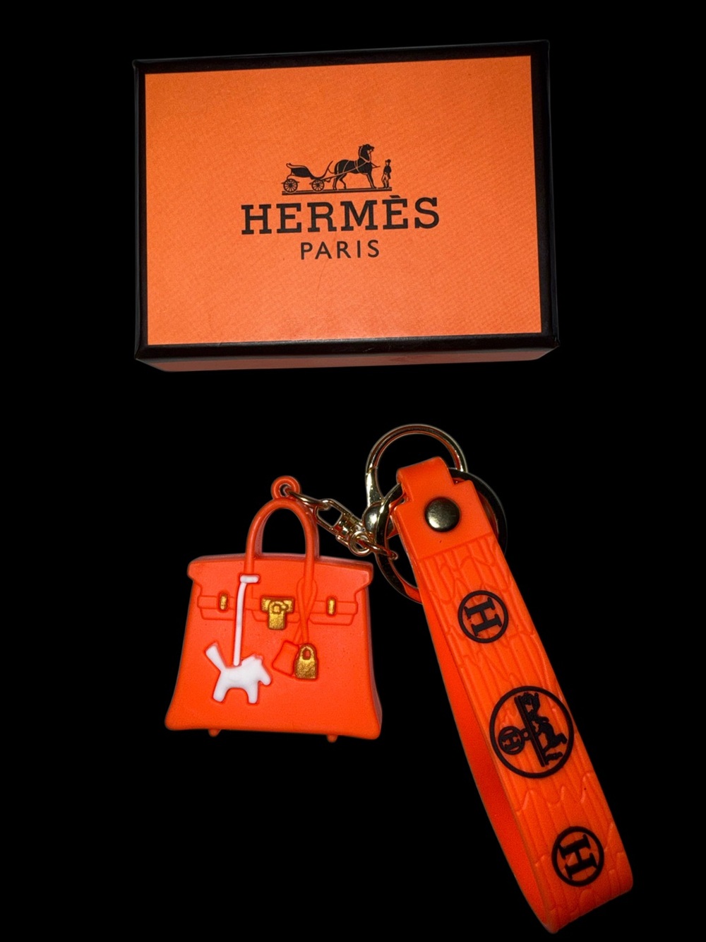 Mini Purse Keychain Charm Orange Luxury Style Bag Accessory